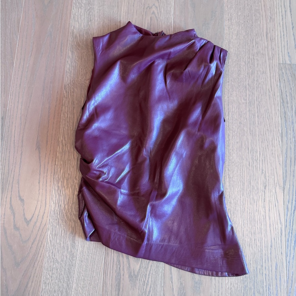 House of cab faux leather asymmetrical top